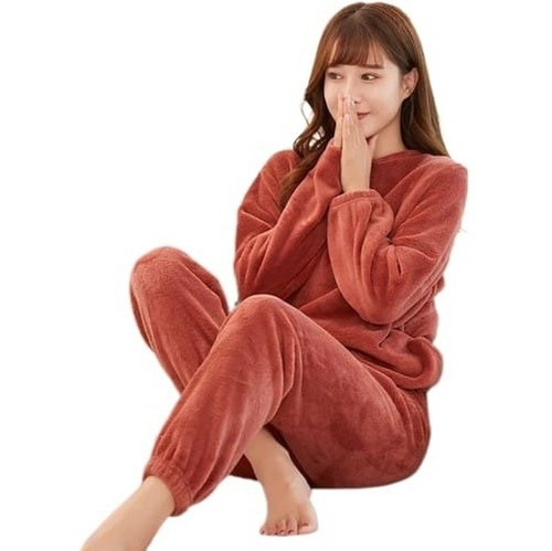 Pijama De Polar Invierno Para Mujer De Dormir Gruesa P2.