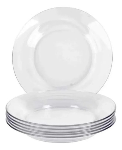 Kit Jogo De Pratos Liso Fundo 12 Unidades Restaurante Buffet Cor Transparente