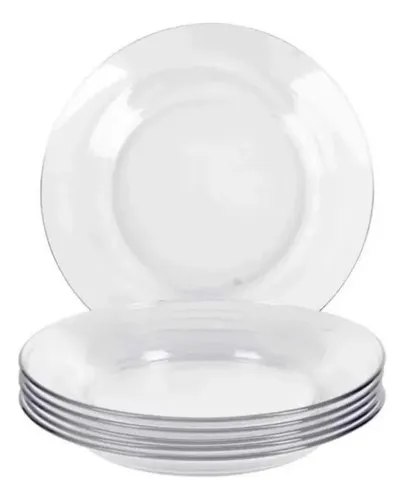 comprar Kit Jogo De Pratos Liso Fundo 12 Unidades Restaurante Buffet Cor Transparente