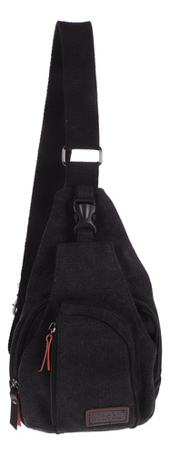 Mochila Unbalance De Lona Negra, Bandolera, Talla S