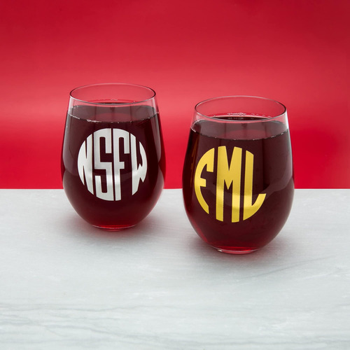 Copas De Vino Con Monograma Bigmouth Fml Y Nsfw