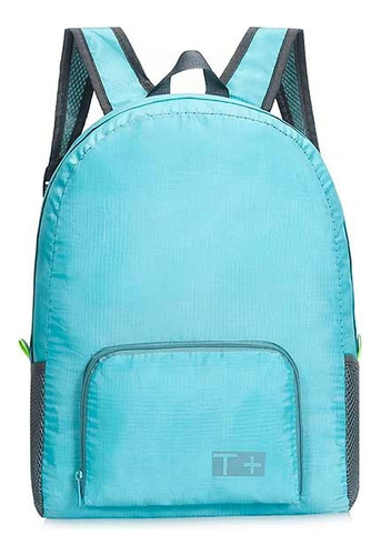 Mochila Super Plegable Travel Tech Se Hace Mini Bolso Celest