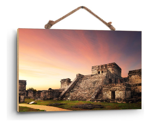 Cuadro Madera Triplay Afiche Templo Maya Tulum 60x90cm