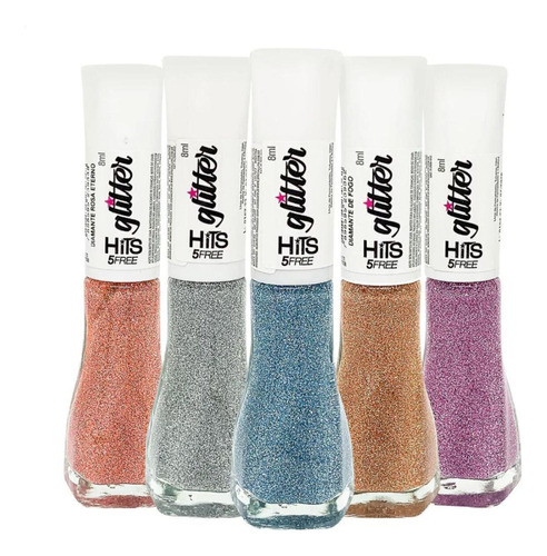 Kit Esmalte Glitter Hits Diamante 8ml C/5