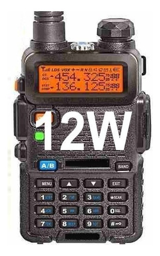 Radio Ht 12w Baofeng Uv 5r Dual Band Fm Uhf Vhf Profissional Cor Preto