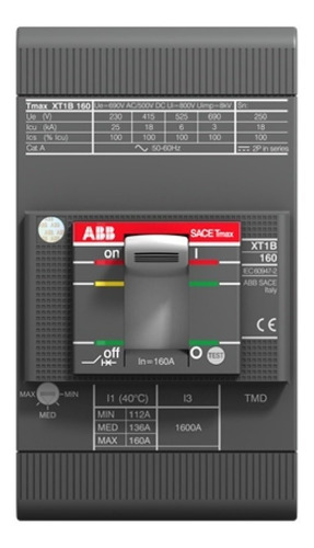 Interruptor Termomagnético Tmax Abb Xt1c 160 Tmd 80-800 3p