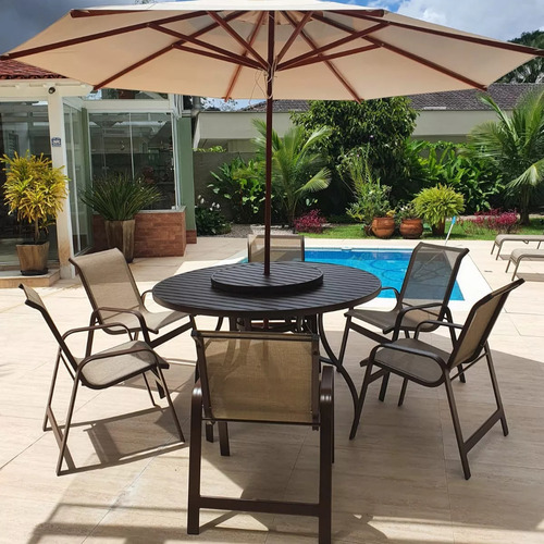 Jogo Conjunto De Mesa Para Área Externa, Piscina, Varanda Estrutura Marrom-claro