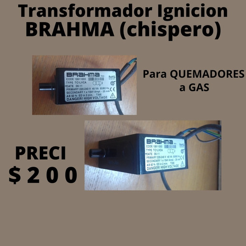 Transformador Ignicion (chispero) Brahma Quemadores A Gas