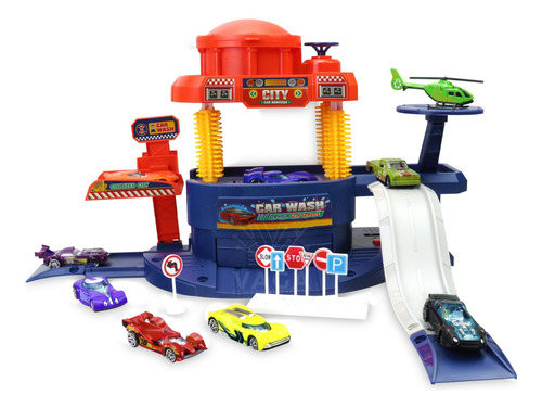 Autolavado Car Wash + 8 Autos Helicoptero