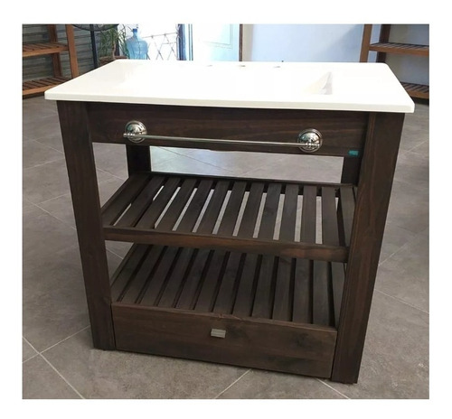Vanitory Madera Maciza Bacha Cajón 80cm