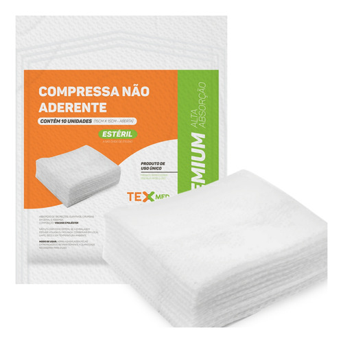Compressa Não Aderente Estéril Texmed 45 Env (450 Unidades)