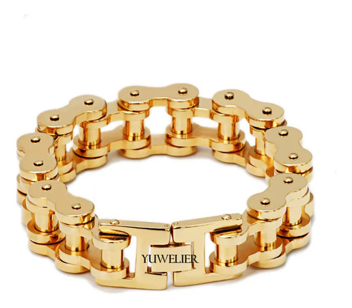 Imagen 1 de 3 de Pulsera Biker Acero Inoxidable Tipo Cadena Bicicleta Moda