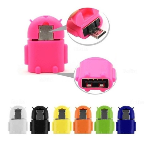 Adaptador Otg Tipo Robot Android Micro Usb A Usb 10 Pack 