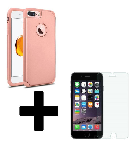 Imagen 1 de 3 de Protector 2 In 1 + Vidrio Templado iPhone 5 6 6p 7 7p