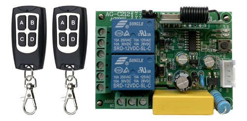 Receptor Inalámbrico 2 Canales 220v 2 Controles 4ch 433mhz