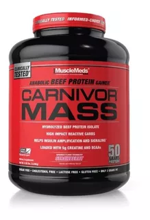 Suplemento en polvo MuscleMeds Carnivor Coffee proteínas sabor fresa en pote de 2.72kg