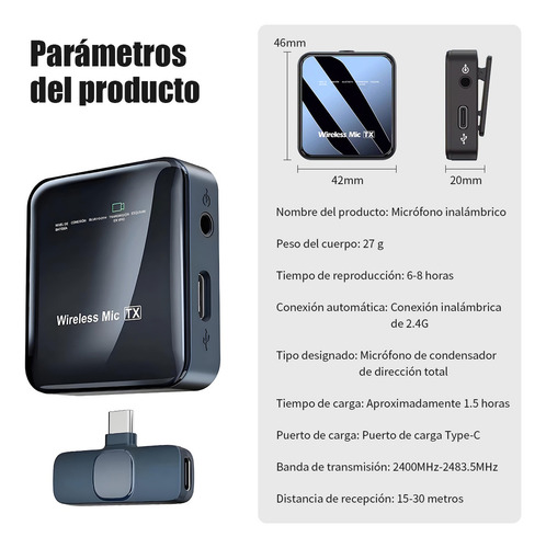 Micrófono Inalámbrico Lavalier Solapa Para iPhone Y Android