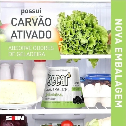 Imagem 3 de 4 de Kit 3 Tira Odor De Geladeira Secar Carvão Ativo Neutraliza