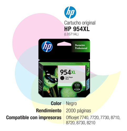 Imagen 2 de 7 de Cartucho Hp 954xl Negro Original L0s71al 7740 8210 8710 8720