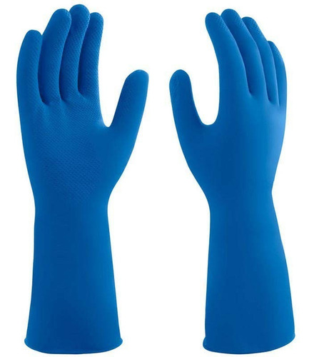 Kit 10 Pares Luva Latex Antiderrapante Azul Tam M Mucambo