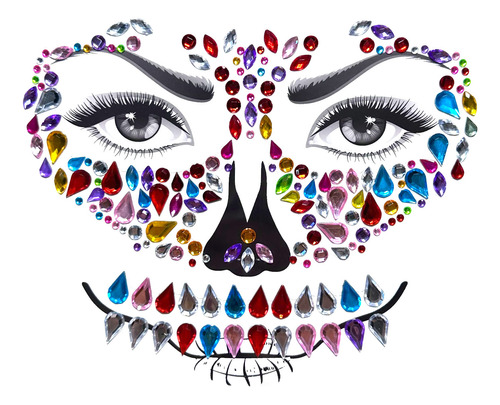 Pegatina Brillo Face Sticker Hallowen Maquillaje Catrina #26