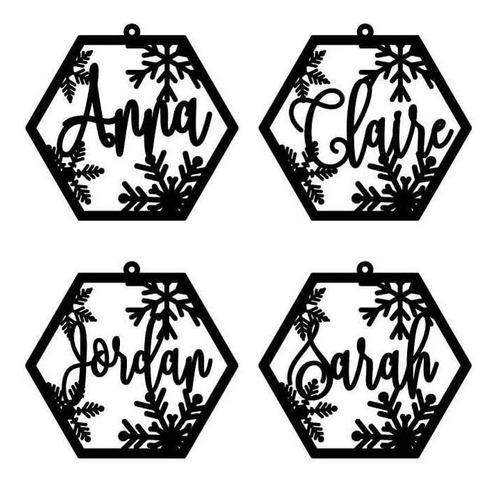 Imagen 2 de 7 de Kit 5 Adornos Navideños Personalizados Familiar Con Nombre