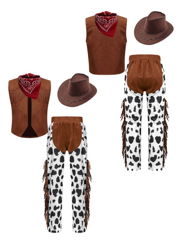 #6 Set De 4 Disfraces De Vaquero Western Para Niños Y Niños,