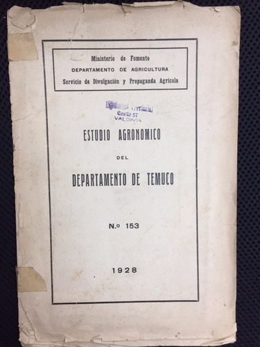 Temuco Estudio Agronomico Mapa Lautaro Vilcun 1928