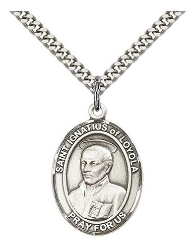 Plata De Ley St. Ignacio De Loyola Colgante Con 24  Acero