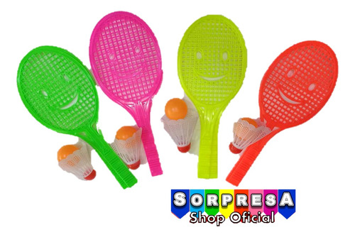 6 Raquetas Tenis Badminton Juguete Emoji Piñata Bolo Fiesta