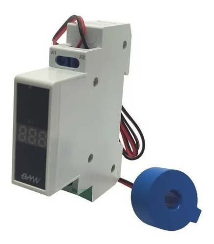 Amperimetro Digital 1 Modulo Riel Din 50a Rojo Verde Baw 
