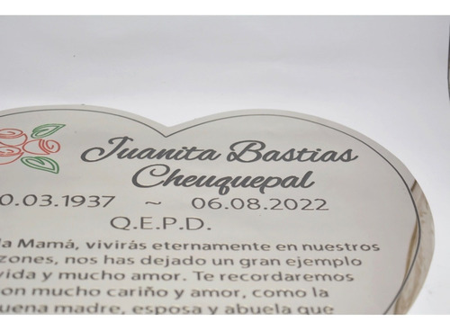 Imagen 5 de 7 de Placa Recordatoria Cementerio. Corazon + Cruz Con Cristo.