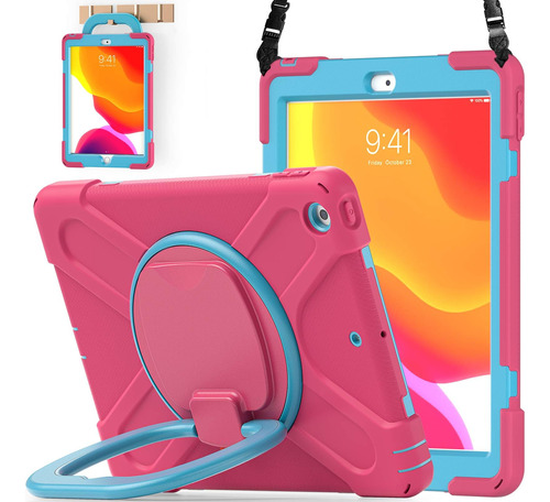 Funda iPad Batyue 10.2 9na/8va/7 Gen Ideal P/niñas/pink+blue