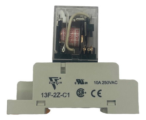 Relevador Zj13f-2pl 220vac 10a, 8 Pines Dpdt Ry2 Con Base