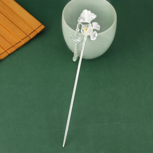 Horquilla De Estilo Chino Con Borlas Y Hojas De Ginkgo Para