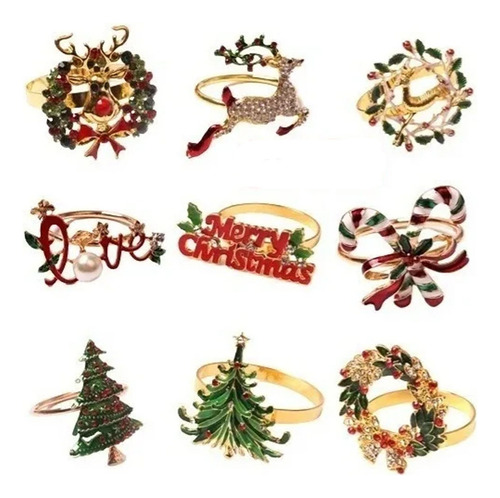 Regalo De Adorno De Anillos De Servilleta De Navidad De 9 .