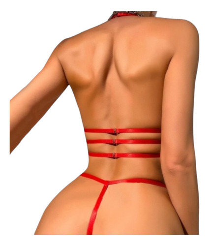Coordinado De Corazones Lencería Corset Con Corazones Rojo Corazones Unitalla