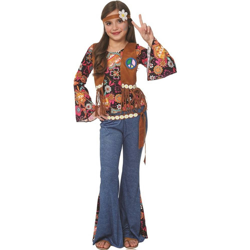 Disfraz Para Niño Hippie Paz Talla 8-10 Halloween