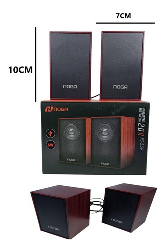 Parlantes Para Pc Smart Tv Usb Notebook Madera 2.0 Noga 512p Color Marrón