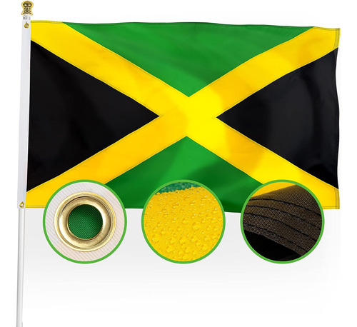 Bandera Jamaicana De Nailon De Alta Calidad De 3 X 5 Para Ex