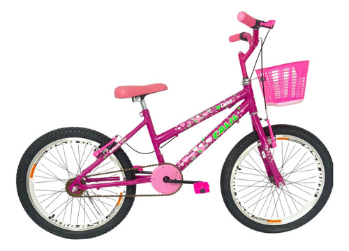Bicicleta Aro 20 Infantil Calil Bike Luna Menina C/ Cestinha