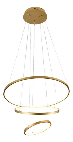 Lustre Para Sala De Jantar De Teto 3000k Led 3 Anéis Gold