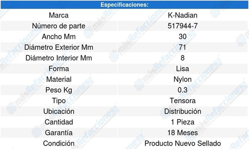 Polea Tensora Distribucion 207 Cc L4 1.6l 06-13 8592361