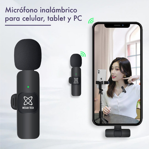 Microfono Corbatero Inalambrico Compatible iPhone Celular Color Negro