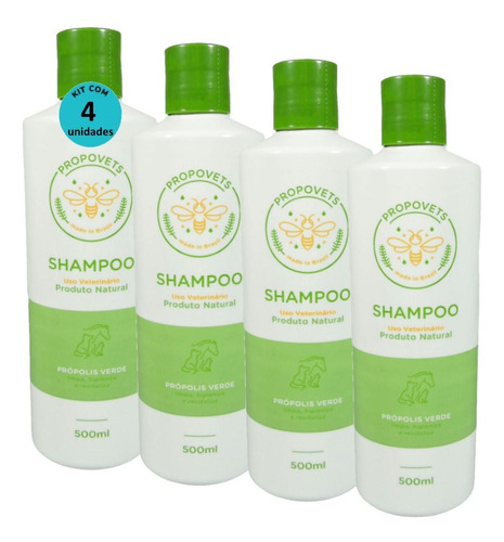Shampoo Natural Propovets Própolis Verde Cães Gatos Equinos