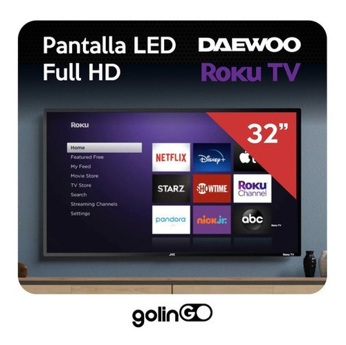 Imagen 2 de 7 de Pantalla Daewoo Roku Tv 32 Pulgadas Led Hd Smart Tv