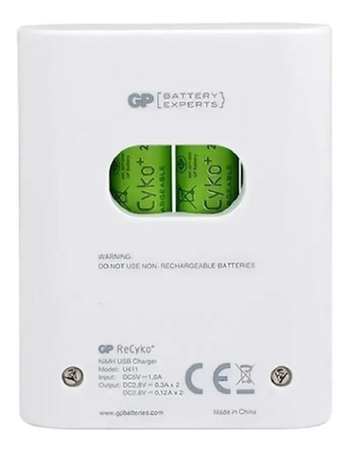 Cargador Pilas Gp + 4 Aa Recargables 2700mah