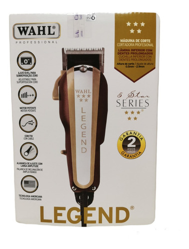 Cortadora Pelo Wahl Legend Clip Cortapelo Barbero 5 Estrella