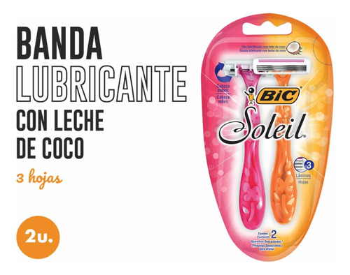 Afeitadoras Bic Soleil Depilación Femenina Desechables X2 U