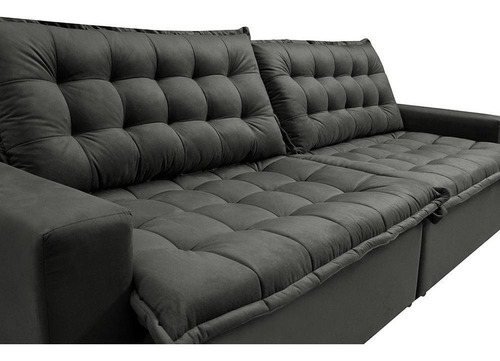 Sofá Retrátil Reclinável e Cama 2,35m Cama inBox Flex Suede Velusoft Cinza